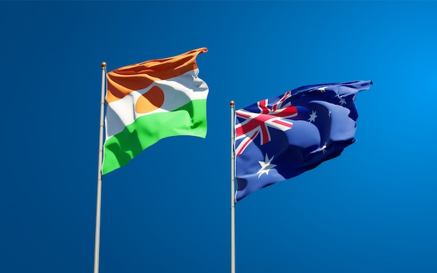 Beautiful national state flags of Niger and Australia together