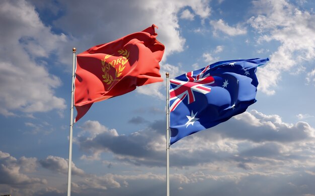 Beautiful national state flags of Nova Roma and Australia together