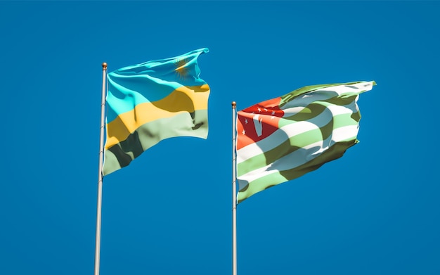 Beautiful national state flags of Rwanda and Abkhazia together