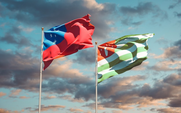 Beautiful national state flags of Samoa and Abkhazia together