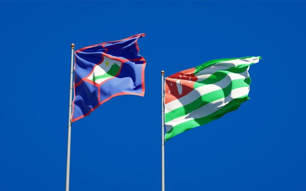 Beautiful national state flags of Sint Eustatius and Abkhazia together