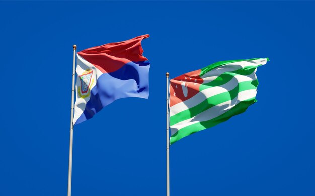 Beautiful national state flags of Sint Maarten and Abkhazia together