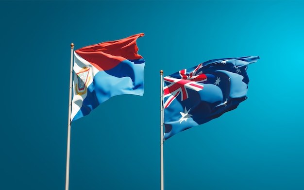 Beautiful national state flags of Sint Maarten and Australia together