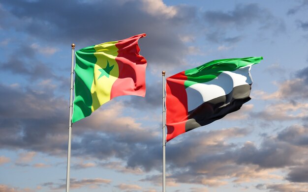 Beautiful national state flags at the sky background