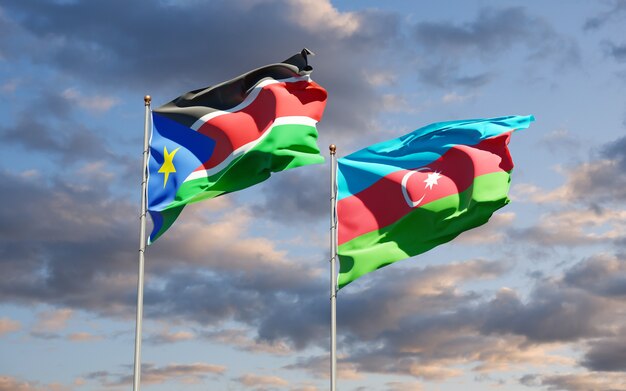 Photo beautiful national state flags at the sky background