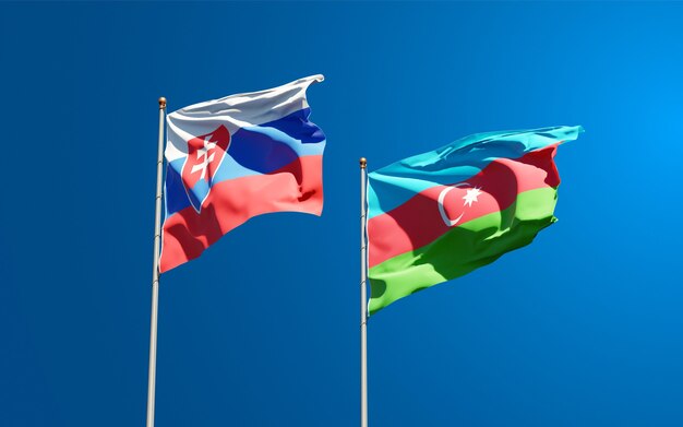 Beautiful national state flags at the sky background