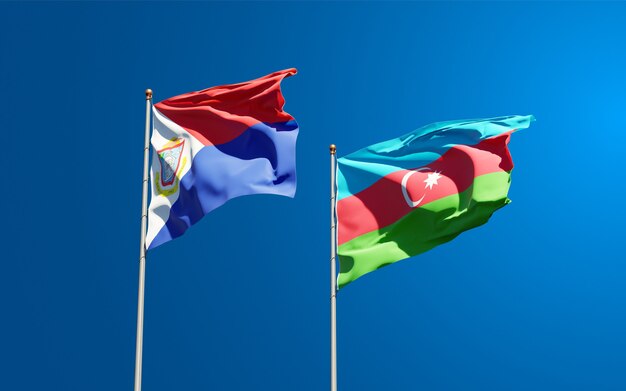 Beautiful national state flags at the sky background