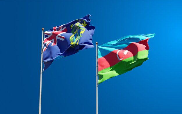 Beautiful national state flags at the sky background