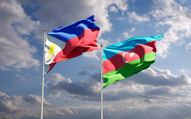 Beautiful national state flags at the sky background