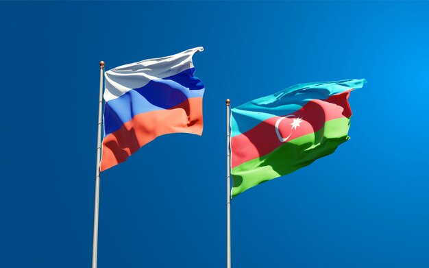 Beautiful national state flags at the sky background