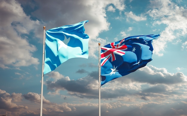 Beautiful national state flags of Somalia and Australia together