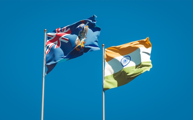 Beautiful national state flags of South Georgia and the South Sandwich Islands and India together