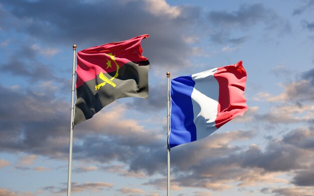 Photo beautiful national state flags together at the sky