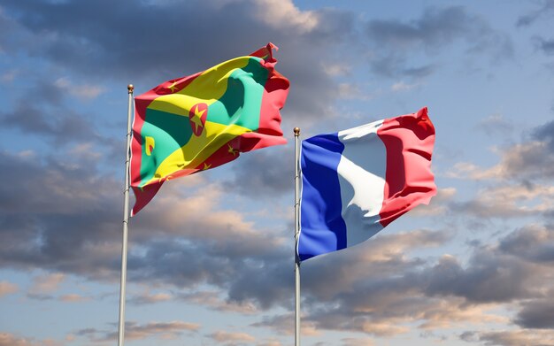 Beautiful national state flags together at the sky