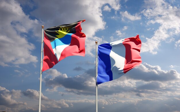 Beautiful national state flags together at the sky