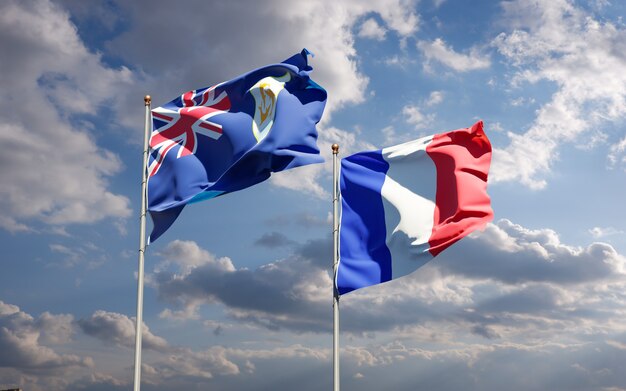 Beautiful national state flags together at the sky