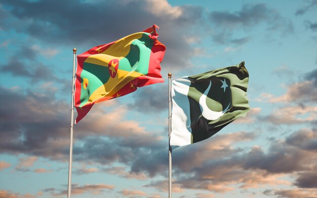 Beautiful national state flags together at the sky