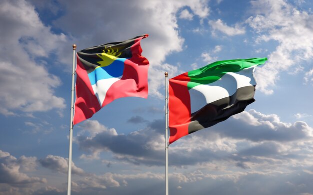 Beautiful national state flags together at the sky