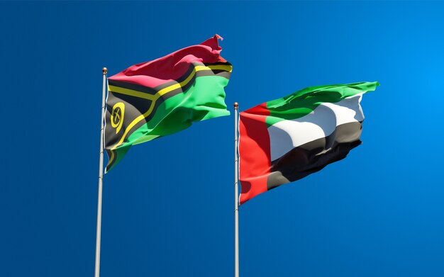 Photo beautiful national state flags together at the sky