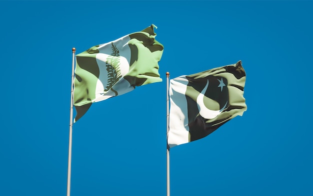 Photo beautiful national state flags together at the sky