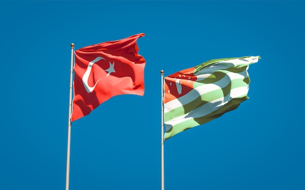 Beautiful national state flags of Turkey and Abkhazia together