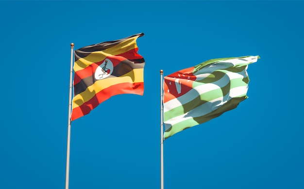 Beautiful national state flags of Uganda and Abkhazia together