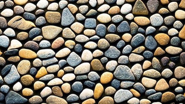 Beautiful natural bright pebble background Colored pebble mosaic