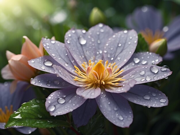 Bellissimi fiori naturali con la rugiada mattutina