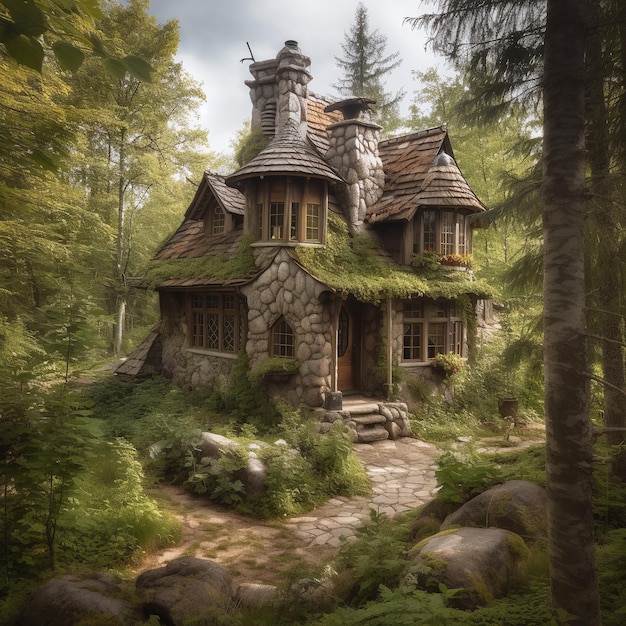 beautiful natural landscape of forest home in the forest