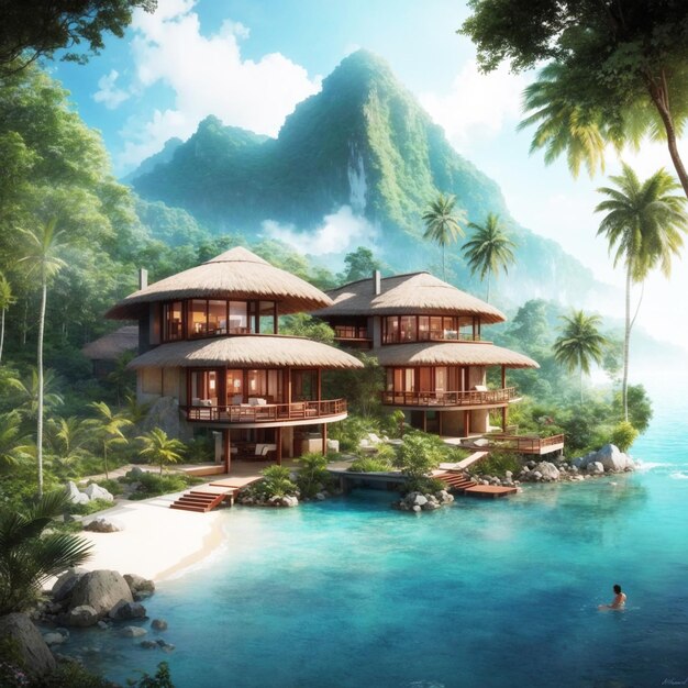 beautiful natural resort and room villa
