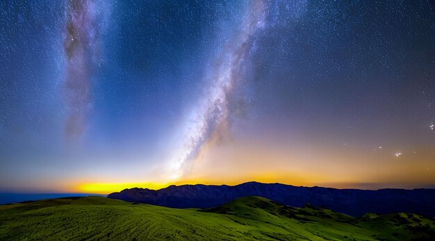 Beautiful natural scenery and beautiful galaxy in the sky