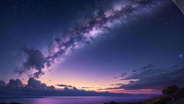 Beautiful natural scenery and mysterious purple milky way