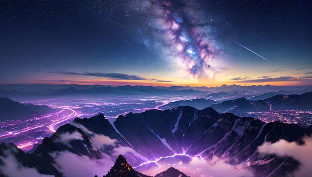 Beautiful natural scenery and mysterious purple milky way