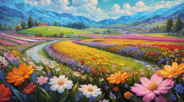 Beautiful natural scenery painting art style