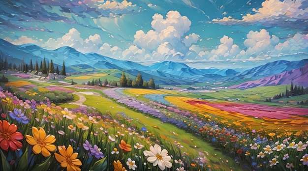 Beautiful natural scenery painting art style