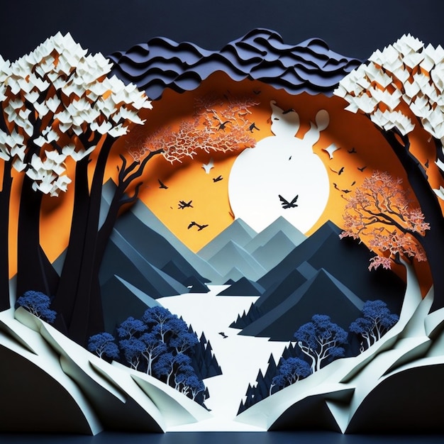 Beautiful Natural Scenery Paper Art