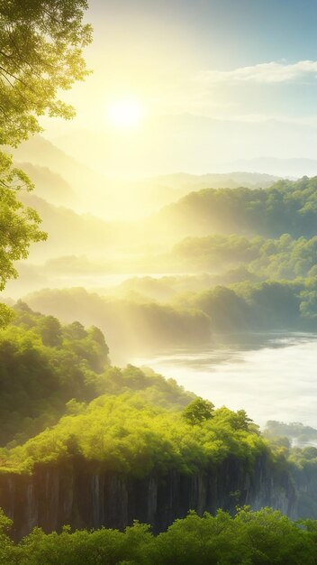 Beautiful Natural Scenery With The Morning Sun