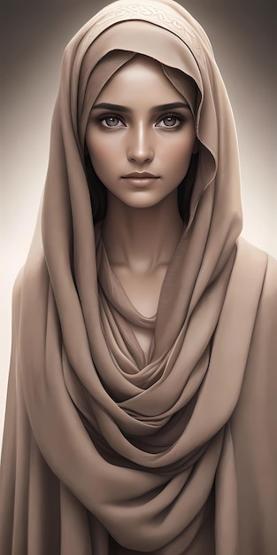 Beautiful natural women covering head with scarf