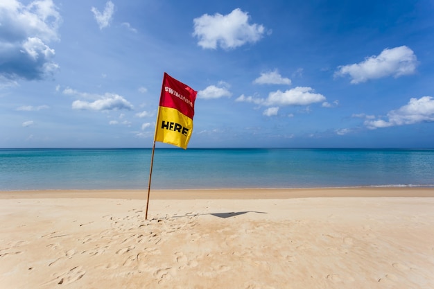 Beautiful nature of the Andaman Sea and white sand beach in the morning at Patong Beach, Phuket Island, Thailand. 