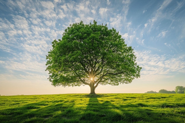 Foto bella natura sullo sfondo alberi a foglia caduca verdi nel paesaggio