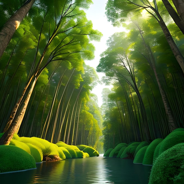 Красивая природа фоны леса и пальмы с озером