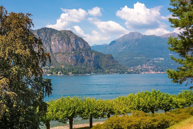 Beautiful nature of lake Como Italy in summer famous tourism destination