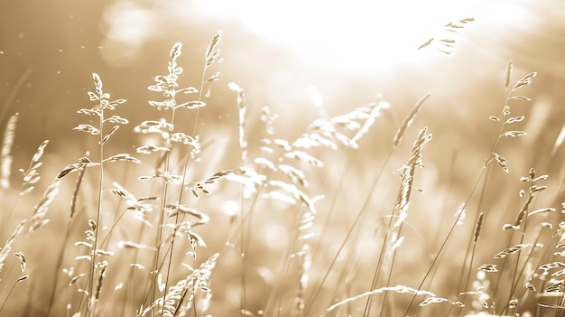 아름다운 자연 풍경 알프스 초원 잔디 태양 광선과 함께 클로즈업 아름다운 자연 생성 AI
