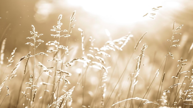 Beautiful nature landscape Alpine meadow Grass closeup with sunbeams Beautiful Natur Generative AI