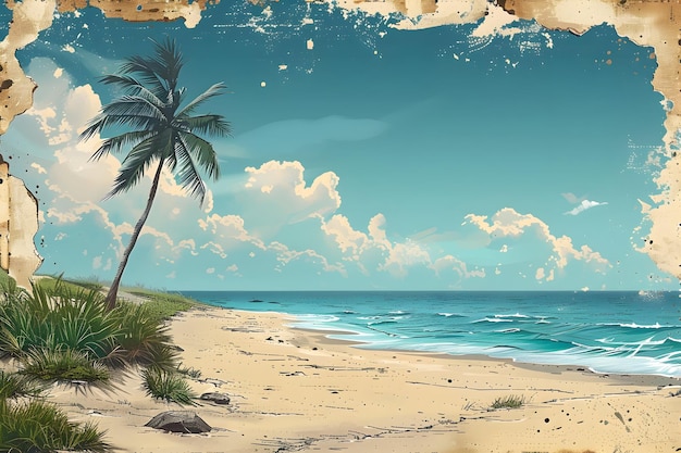사진 검은 모래 해변과 바다의 아름다운 자연 풍경 여름 휴가 배경