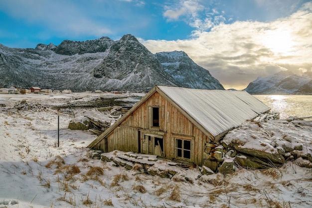 Foto bellissimo paesaggio naturale delle lofoten in norvegia