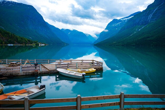 Beautiful Nature Norway natural landscape. lovatnet lake.