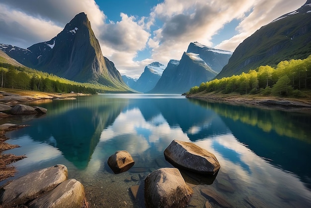 Photo beautiful nature norway natural landscape