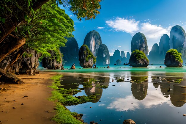 Beautiful nature of Thailand James Bond island reflection