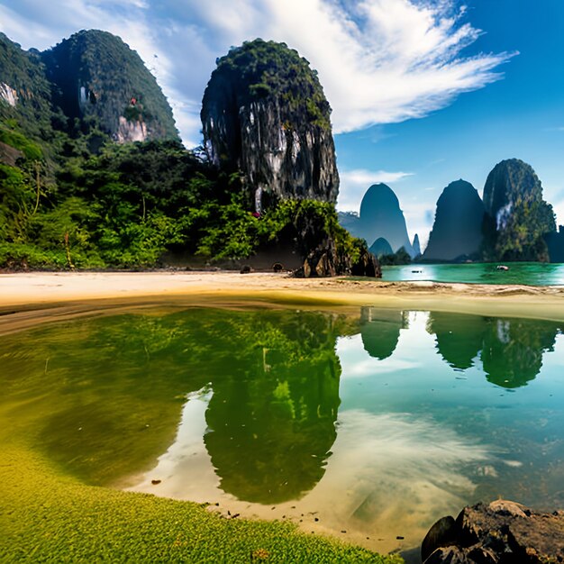 Beautiful nature of Thailand James Bond island reflection